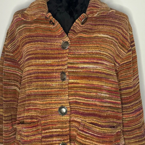 RARE FIND Vintage 90s Tantrums Textured Orange Southwestern Jacket Hippie Boho - Picture 2 of 15